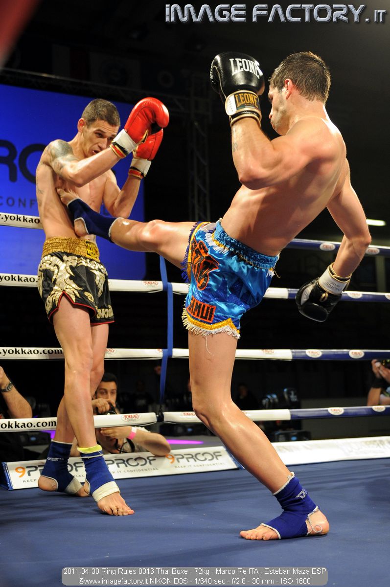 2011-04-30 Ring Rules 0316 Thai Boxe - 72kg - Marco Re ITA - Esteban Maza ESP